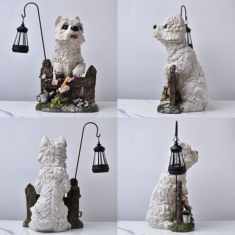 1 pezzo di luce solare impermeabile per esterni a forma di cane, decorazione per giardino, prato, vialetto, luce solare da giardino in resina a forma di cucciolo, illuminazione d'accento per del 2026 a $30.99 –P10