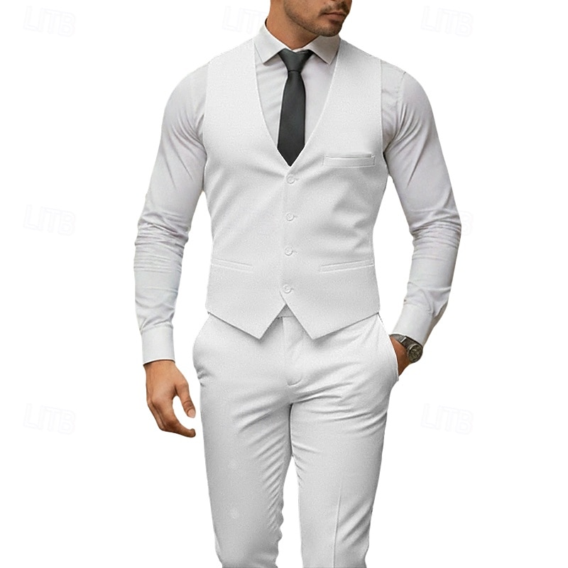 Ανδρικά Σμόκιν Κοστούμια για πάρτι Πάρτι Μαύρο Λευκό Χειμώνας Εφαρμογή Κλασικό Πέτο Επίσημο Μονόχρωμο Κατά παραγγελία εφαρμογή Σετ 2 τεμαχίων 2026 - $89.99 –P6