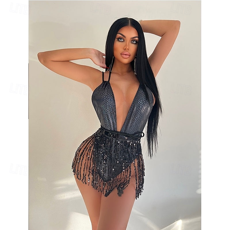 Боди с глубоким V-образным вырезом и пайетками от Samba Dancewear 2026 - $18.99 –P9