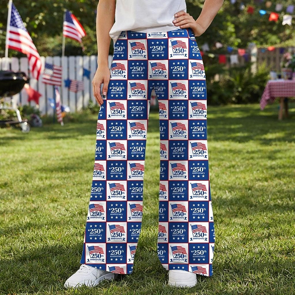 250th Anniversary USA Retro Vintage 1970s Pants Wide Legged Pants Hippie Disco High Waist Fancy Dress Women's Masquerade 4th of July Independence Day Adults' Pants 2026 - $32.99 –P2