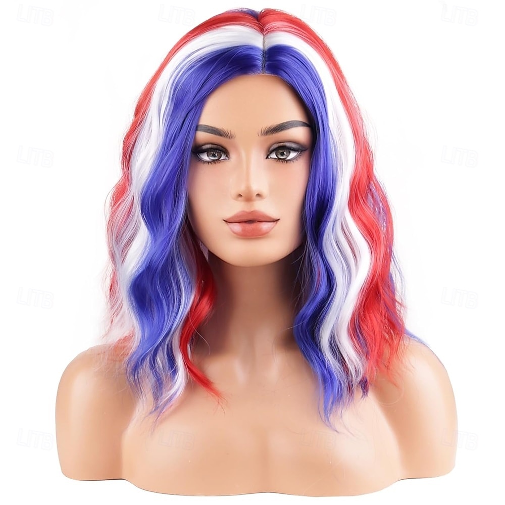 Περικεφαλαίες 4ης Ιουλίου για Γυναίκες Σύντομες Σπαστές Κόκκινες Άσπρες Μπλε και Μικτές Σπαστές Περικεφαλαίες για Γυναίκες Ανθεκτικές στη Θερμότητα Συνθετικές για Κοστούμια 2026 - $24.99 –P2