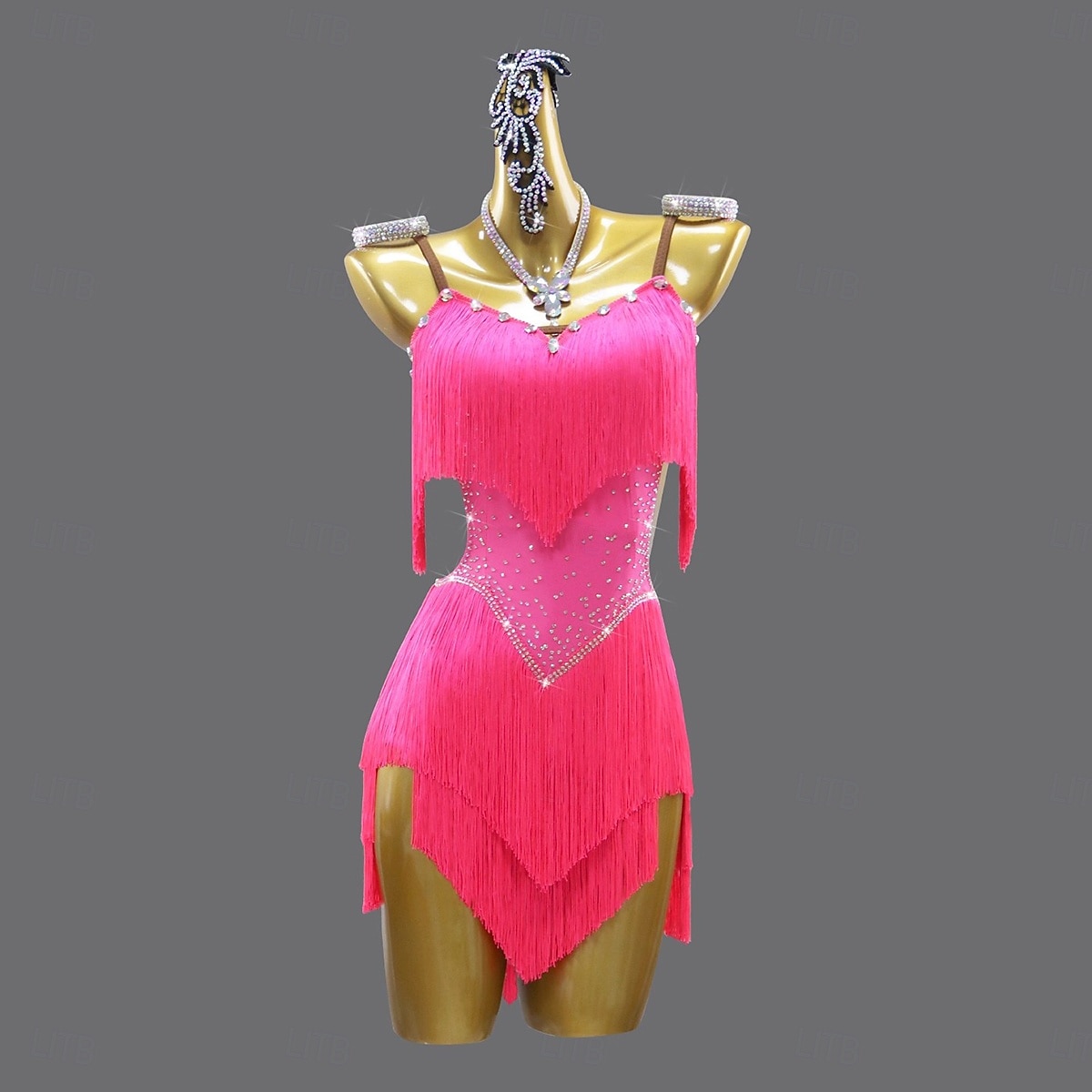 שמלת ריקוד לטיני עם ריינסטון ציצית לנשים ללא שרוולים בגדי ריקוד רומבה סלסה 2026 - $175.99 –P4