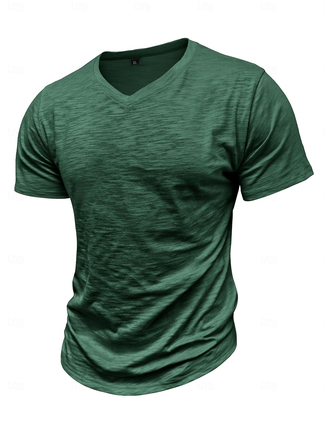 Herre T-skjorte 100 % bomulls-T-skjorte Kort Erme V-hals Sommer Vår & Vinter عادي Pit Strip Mote Designer Grunnleggende Grunnleggende Myk Avslappet Feriereise Gate Svart Stein Grønn Topp T-skjorte 2026 - $20.99 –P10
