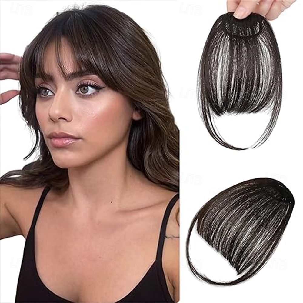 frangia a clip, frangia sottile, fermaglio per capelli, frangia finta naturale, frangia con tempie, posticci per donne, frangia finta con clip, extension per capelli da indossare tutti i giorni, nero del 2026 a $10.99 –P2
