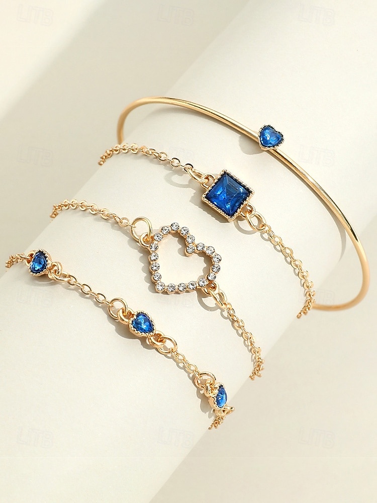 Zestaw bransoletek z zawieszkami w kształcie serca dla kobiet, wielokolorowe bransoletki ze stopu z kryształkami, elegancka i romantyczna biżuteria dla kobiet, idealna na walentynki, na co dzień, na randkę i do codziennych stylizacji 2026 - $9.99 –P5