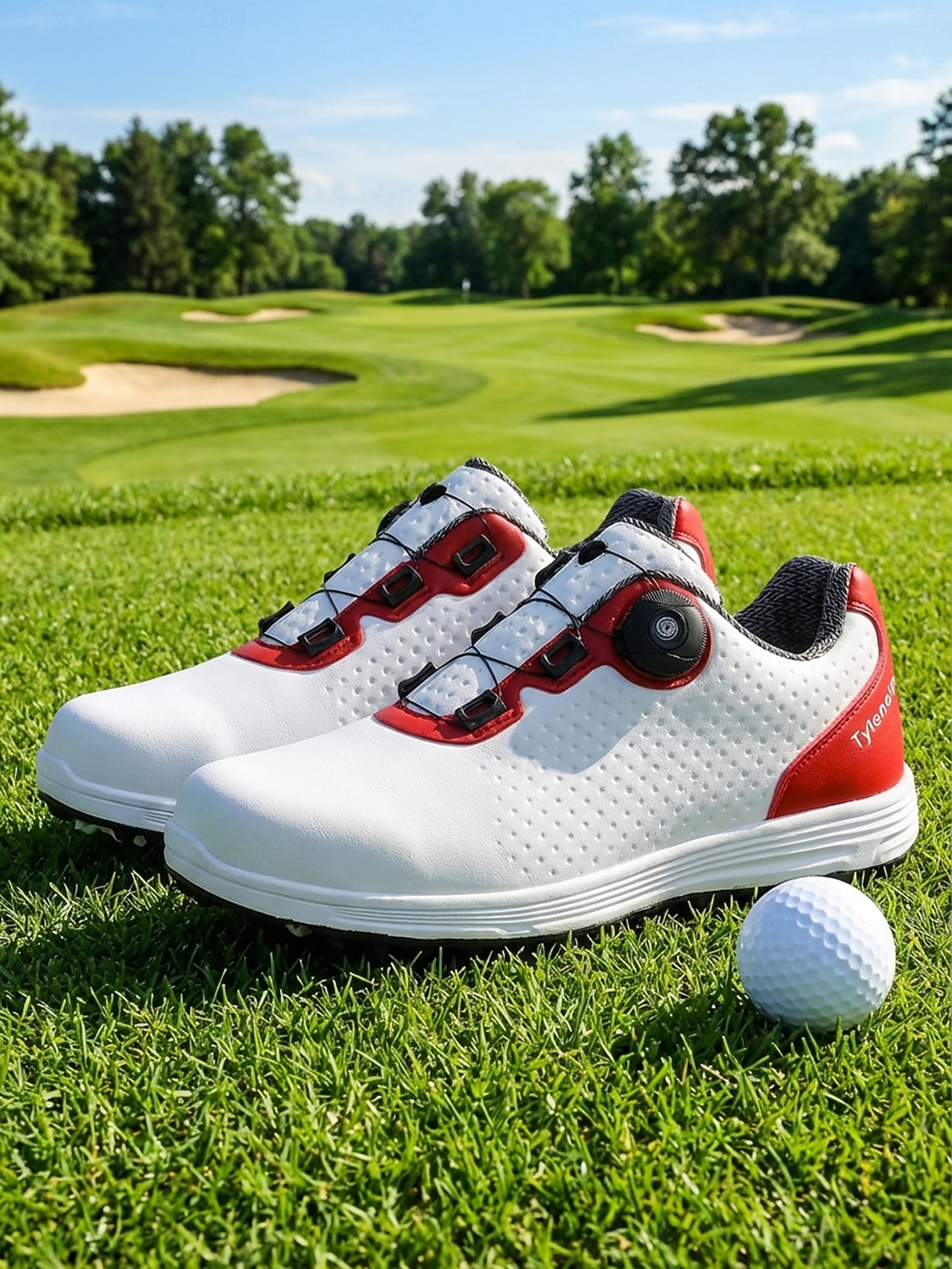Women's White Red Golf Shoes – Lightweight Breathable Spiked Golf Sneakers for Women, Stable Cushioning for Golf Course, Training, Walking & Daily Wear 2026 - $64.99 –P8
