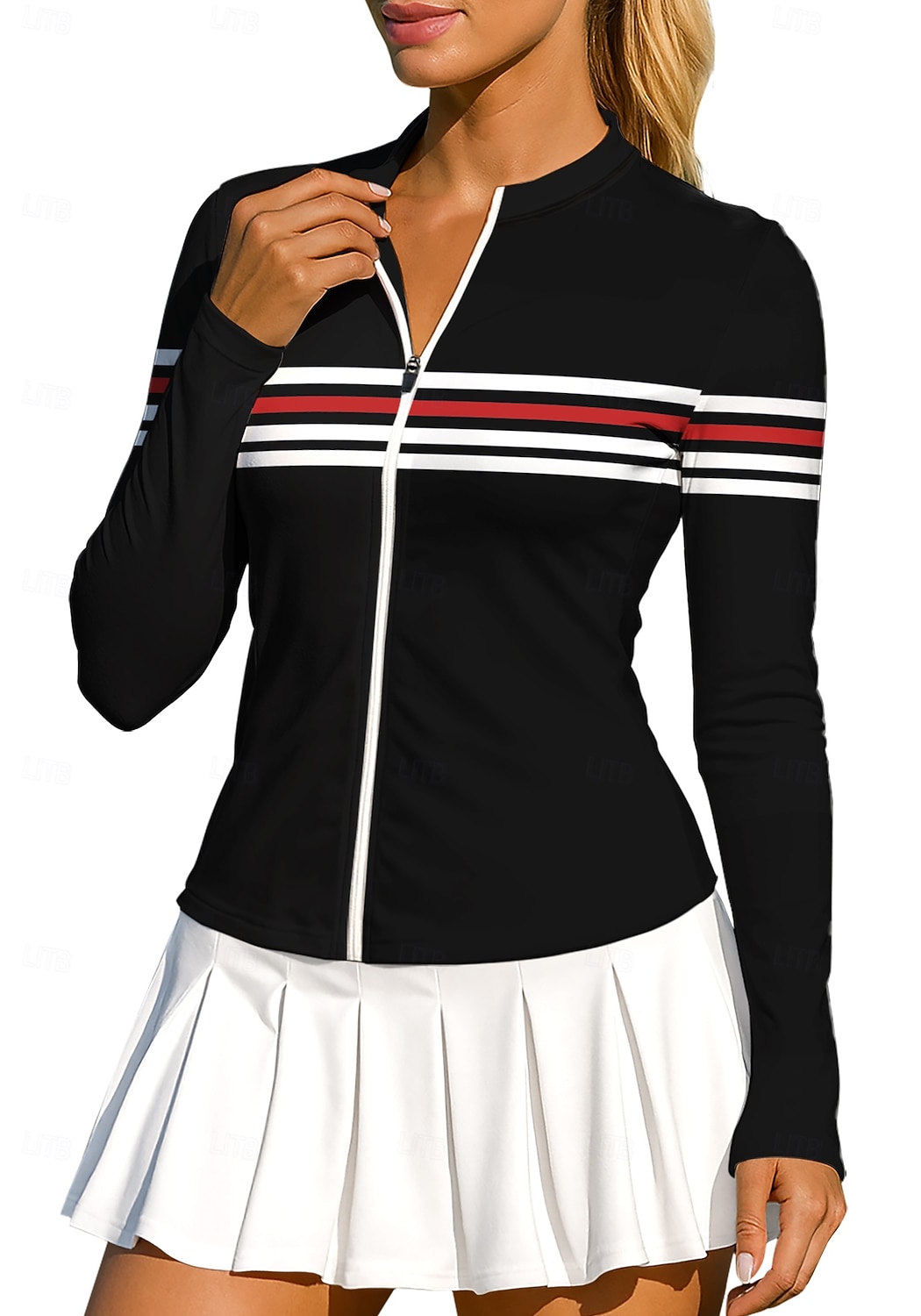 Damskie Geometryczny Pasek Topy Koszulka sportowa Koszulka do tenisa Koszulka tenisowa Długi rękaw Zamek Kwiaty UPF50+ Odporny na UV Wysoka elastyczność Odprowadza wilgoć Oddychający Siatkówka 2026 - $20.99 –P7