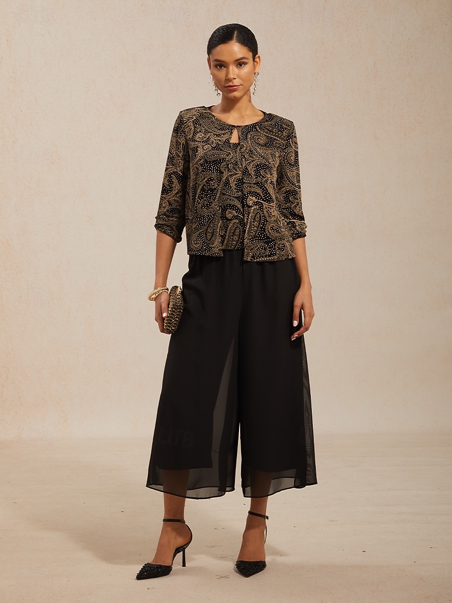 Damskie Koszula Boho Bluzka Eleganckie topy Błyszczący W Tureckie Wzory Elegancja Elegancki Rękaw 3/4 Półgolf Zwykłe topy Codzienny Praca Gość weselny Czarny Lato Wiosna Jesień 2026 - $135.99 –P7