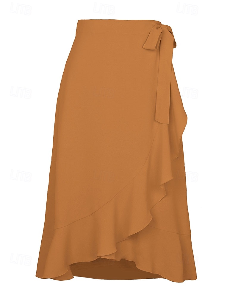 Mujer Elegante Moda Casual Midi Tiro Medio Faldas Plano Frunce Dobladillo irregular Microelástico Diario Calle Azul Piscina Negro Rosa Verde Ejército Verano 2026 - $22.99 –P8