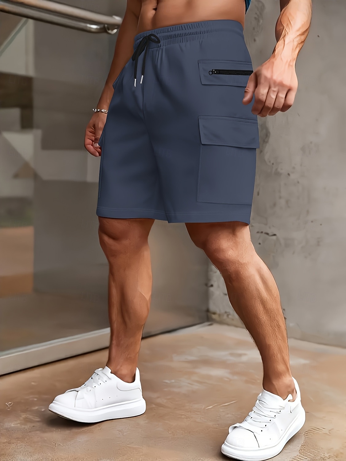Men's Tactical Cargo Cargo Shorts Shorts Casual Shorts Pocket Elastic Waist Plain Comfort Above Knee Casual Outdoor Streetwear Fashion Streetwear Wine Navy Blue Stretchy 2026 - $22.99 –P3