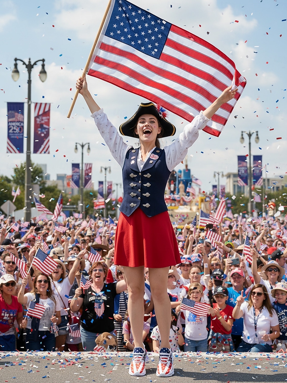 Tenisówki damskie z wydrukiem flagi USA i orła na 250-lecie Stanów Zjednoczonych z motywem fajerwerków patriotyczne buty na Dzień Niepodległości parady festiwale wydarzenia sportowe i codzienne 2026 - $32.99 –P10