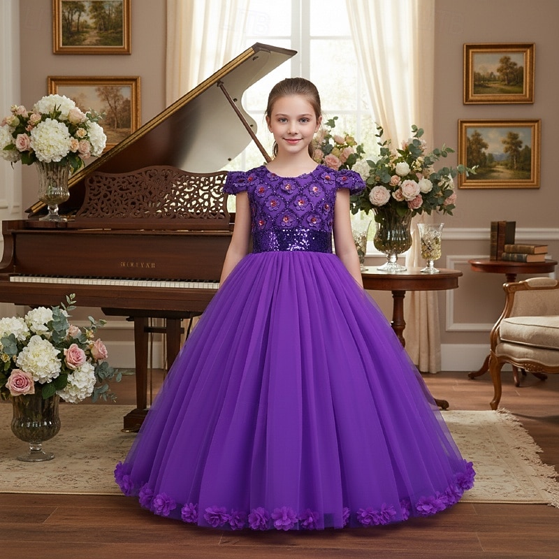 Vestido de Niña Florista Chica Vestido formal Atuendo de boda Fiesta Boda Formal Moda Adorable Princesa Retazos Malla Color sólido Sin Mangas Cuello Barco Azul Piscina Rosa 4 años + 2026 - $55.99 –P14