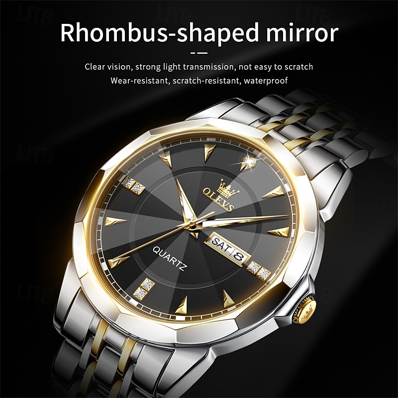 New Olevs Men'S Business Quartz Watch With Luminous Calendar, Week Display, Diamond-Set, Casual And Fashionable Water-Resistant Men'S Sports Watch 2026 - $39.99 –P6
