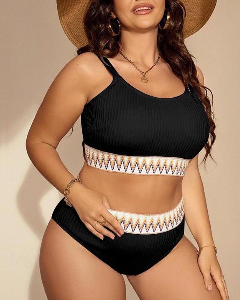 Dámské Standard Surfařské tankiny a bikiny Koupací top 2 ks Geometrický Otevřít Zpět Ochrana proti UV záření Elastický Bez rukávů Plavky Surfování Potápění Plavání Léto 2026 - $23.99 –P1