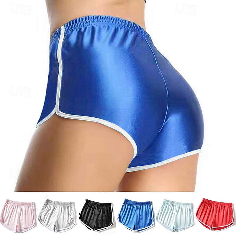 Women's Active Shorts Fashion Streetwear Casual Short Medium Waist Plain Elastic Waistband Comfy Breathable High Elasticity Daily Outdoor Vacation Light Sky Blue Navy Black Silvery Summer Spring 2026 - $13.99 –P1
