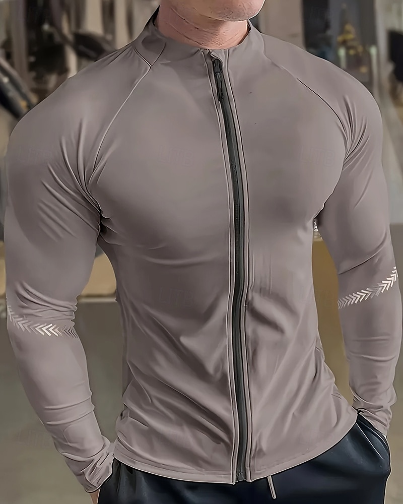 Pánské Jednobarevné Koşu Tişörtü Stahovací tričko Jaro Podzim Zapni Dlouhý rukáv Rychleschnoucí Komprese Odvod vlhkosti Cvičení v tělocvičně Aktivní trénink Cvičení Černá Bílá Šedá sportovní oblečení 2026 - $30.99 –P1