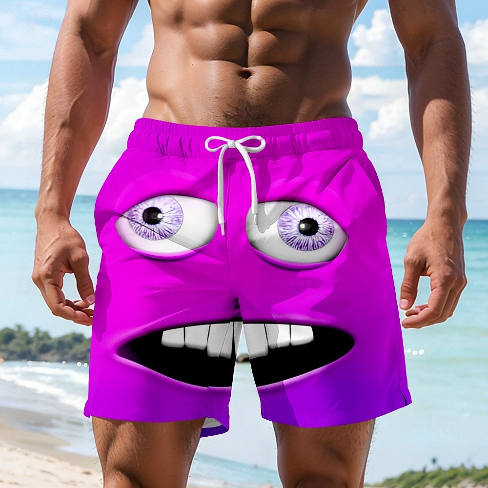 Herren Optische Täuschung 3D Zeichentrick Lächelndes Gesicht Badehosen Badeshorts Boardshorts Mittlere Taille Hawaiianisch Lustig Strandurlaub Seitentaschen Netzfutter Elastischer Kordelzug in der 2026 - $20.99 –P1