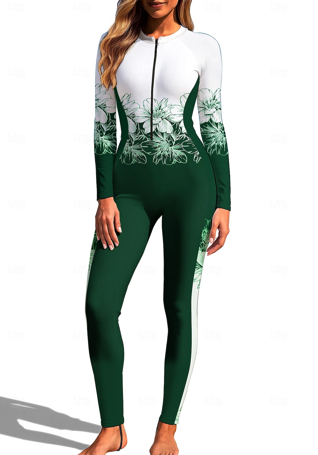 2026年 女性用 レギュラー ラッシュガード フルボディラッシュガード ワンピースサーフィンスーツ 花 トロピカル風 カラーブロッキング ジッパーを閉める 内蔵ブラ付き フロントファスナー UVサンプロテクション フルカップ UPF50+ 長袖 フルボディー スイムウェア ボディスーツ サーフィン カヌー ビーチ 夏  コレクション – $49.99 –P9