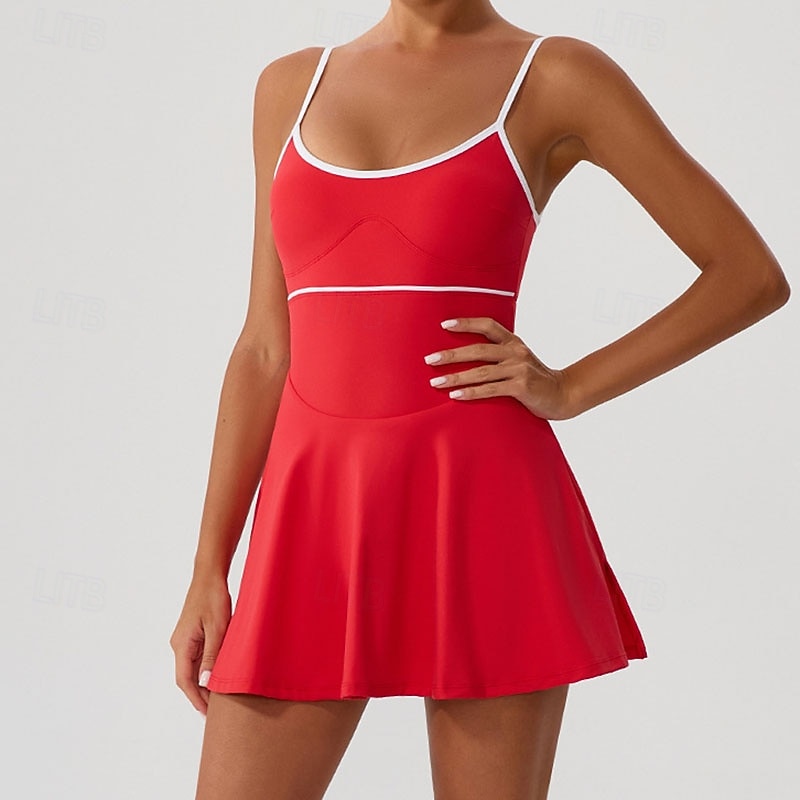 Damen Einfarbig Tenniskleid Tennisröcke mit Shorts Sportkleid Ärmellos Patchwork Rückenfrei Stoßdämpfung Atmungsaktiv Tennis Laufen Fitness Rundausschnitt Kleid Schwarz Rosa Pink Tennisbekleidung 2026 - $49.99 –P4