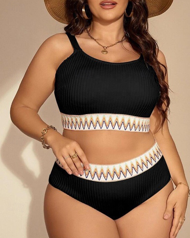 Dámské Standard Surfařské tankiny a bikiny Koupací top 2 ks Geometrický Otevřít Zpět Ochrana proti UV záření Elastický Bez rukávů Plavky Surfování Potápění Plavání Léto 2026 - $23.99 –P2