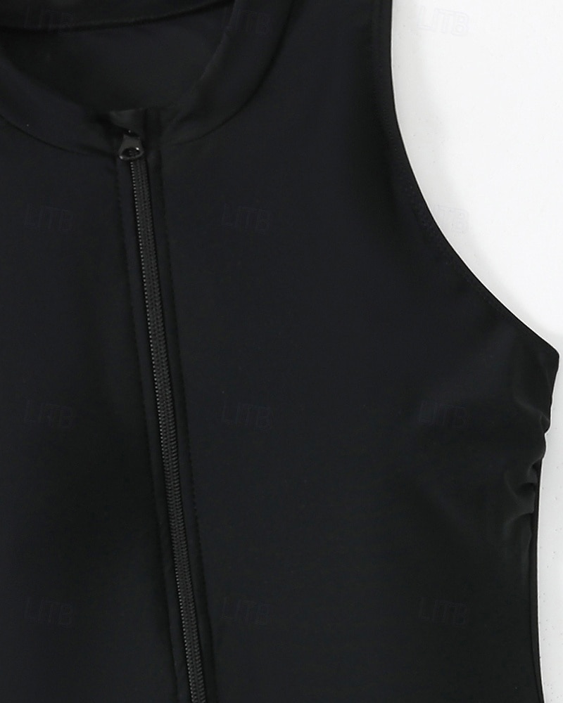 Damskie Standard Kostiumy kąpielowe Plus Size Jednoczęściowe rashguardy Strój kąpielowy Blokowanie kolorów Zapiąć na zamek błyskawiczny Ochrona UV Elastyczny Bez rękawów Kąpielówki Body Surfing 2026 - $25.99 –P9