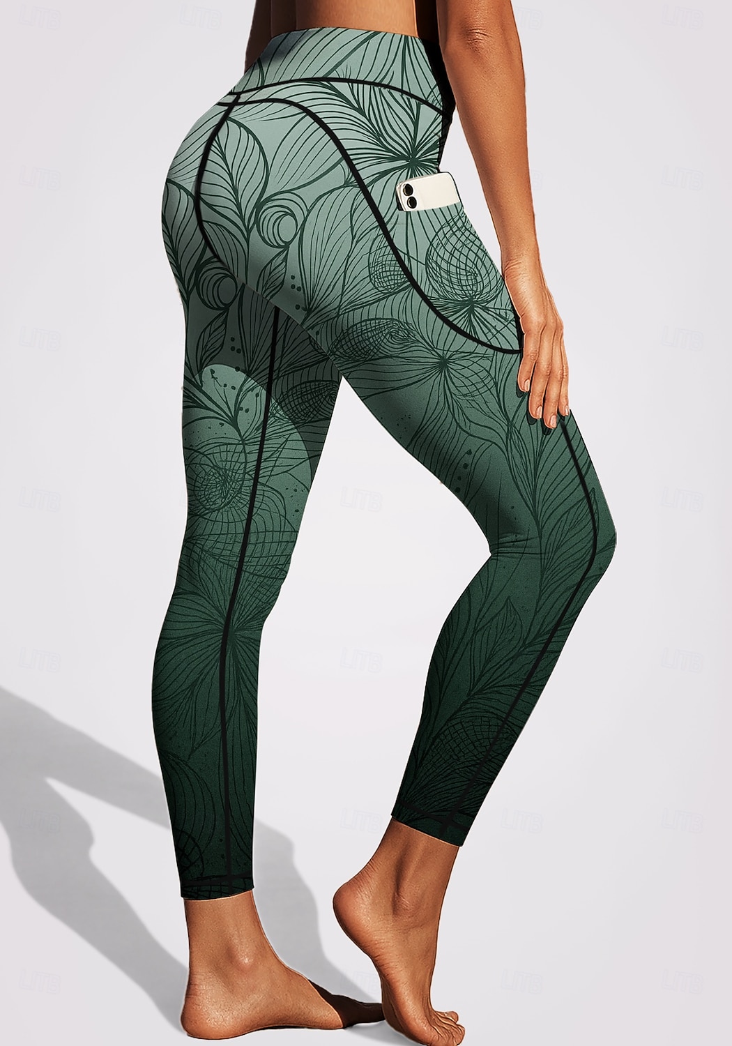 Damen Pilates-Leggings Fitnesshose Lässige Leggings Taschen Stempelsteuer Patchwork Pilates Fitnessstudio Fitnesstraining Hosen Strumpfhosen Leggings Blumenmuster Farbverläufe Abstrakt Dunkelgrau 2026 - $20.99 –P6