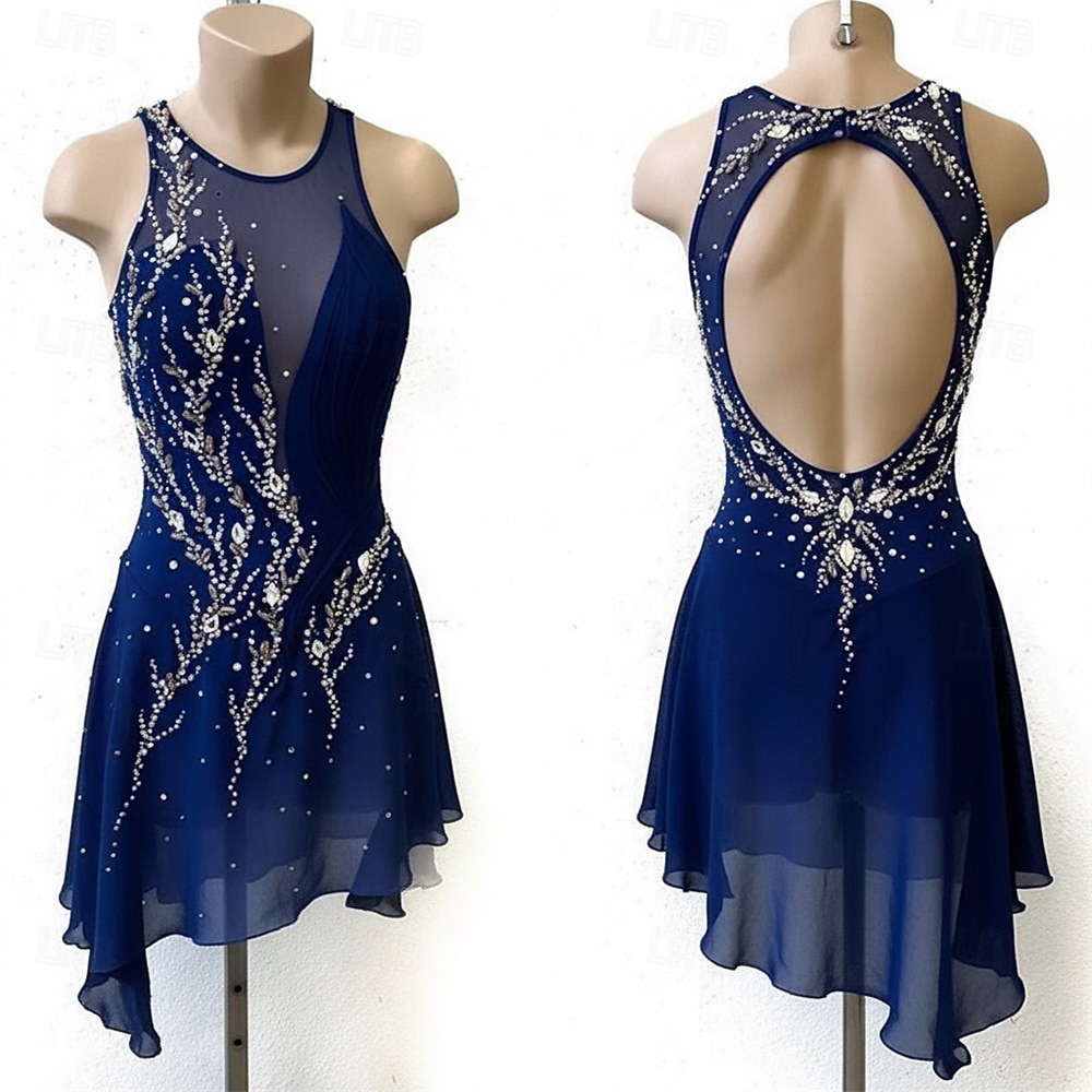 Kurtka łyżwiarska z polaru Sukienka łyżwiarska Damskie Bruslení Sukienka Granatowy Niejednolita całość Otwórz Wróć Wysoka elastyczność Szkolenie Zawody Odzież łyżwiarska Klasyczny Kryształ / Kryszta 2026 - $276.89 –P1