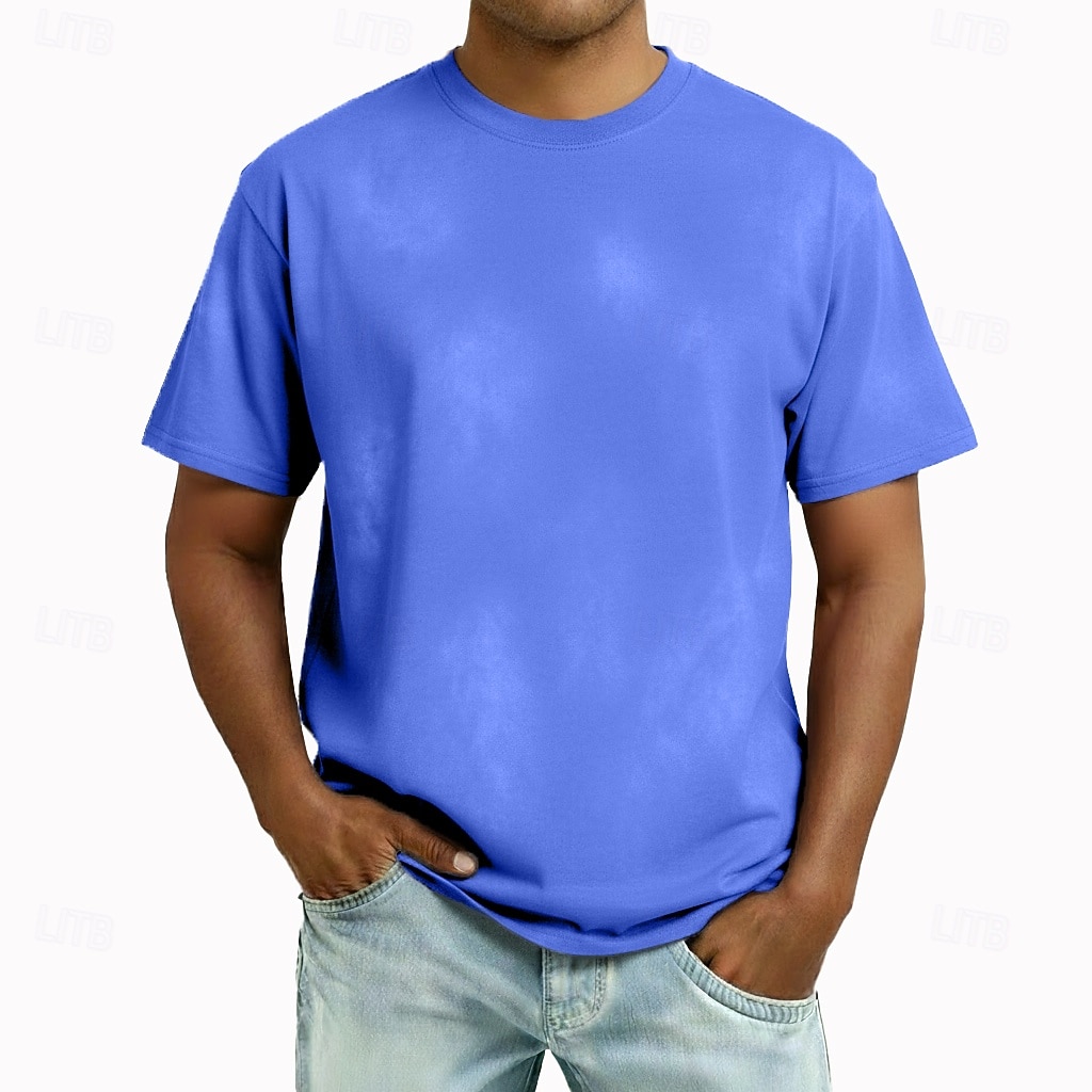 Men's T Shirt 100% Cotton Acid Wash Shirt Tee Top Short Sleeves Crew Neck Summer Spring Plain Fashion Designer Basic Garment Dyed Plain Vacation Street Going out Blue Black Pink Top Tee for Men 2026 - $32.99 –P1