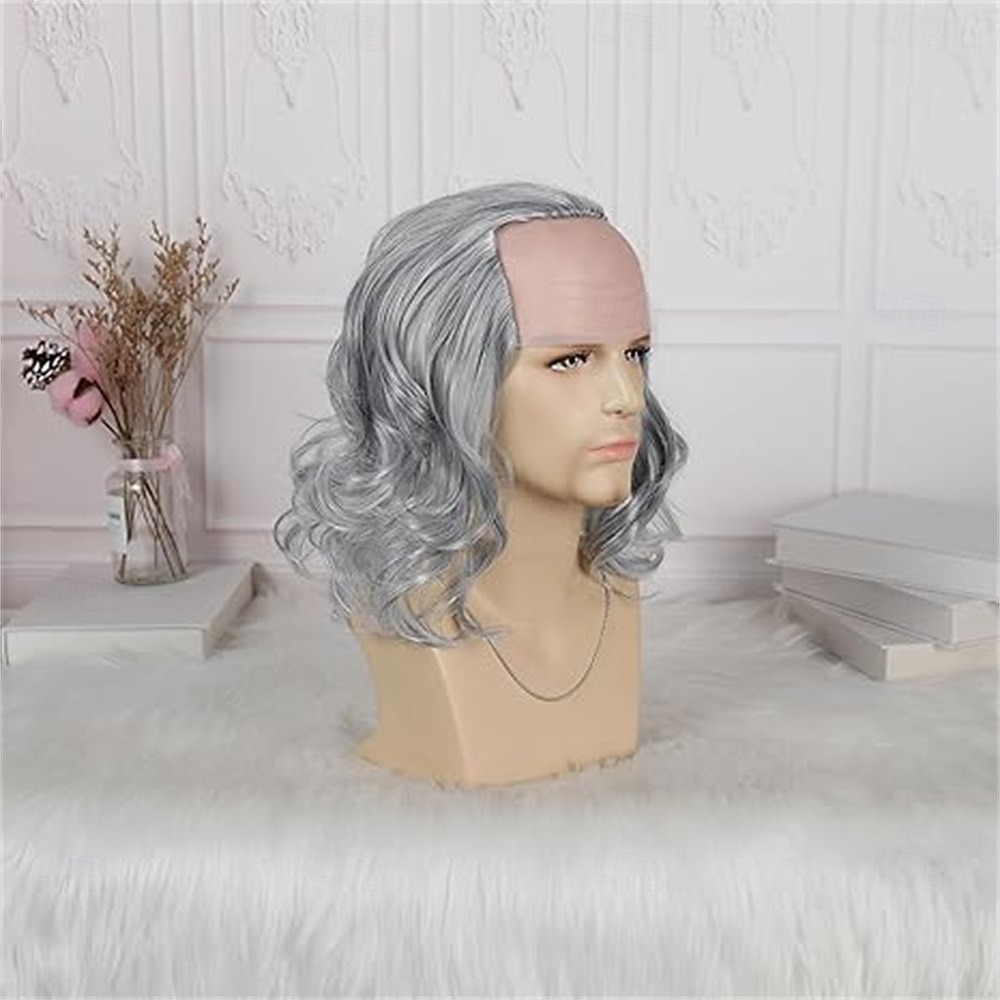 Perruque pour vieil homme chauve, grise, courte et ondulée, style colonial, pour cosplay et Halloween. de 2026 ? $19.99 –P2