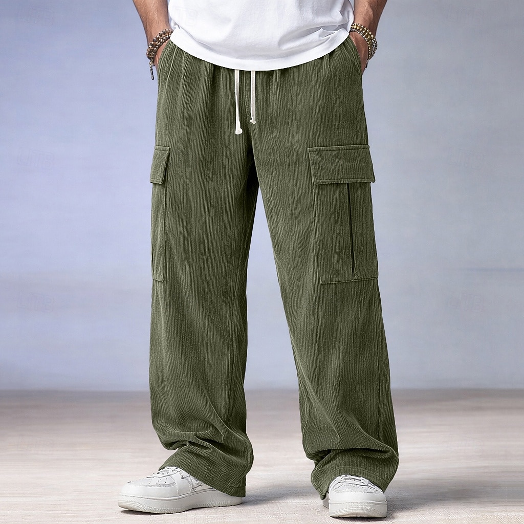 Homme Pantalons Pantalon en velours côtelé Pantalons Amples Pantalon décontracté Taille Élastique Jambe Droite Couleur Unie Confort Évacuation de l'Humidité Longueur complète Occasionnel Quotidien de 2026 ? $25.99 –P14