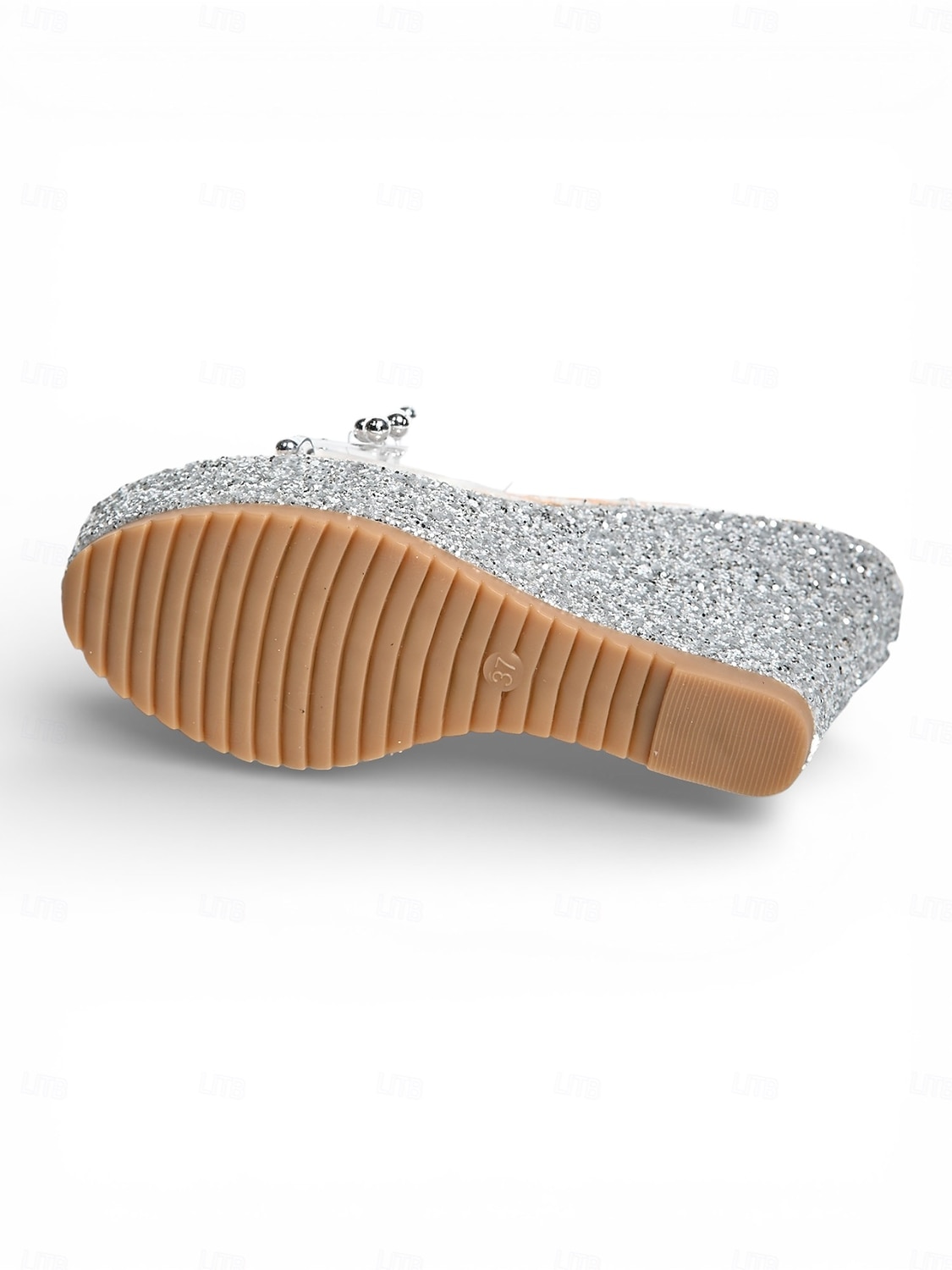Sandale cu platformă argintie pentru femei, cu sclipici și fundă de cristal, pentru o viață de noapte plină de farmec &pantofi de după petrecerea de nuntă 2026 - $34.99 –P6