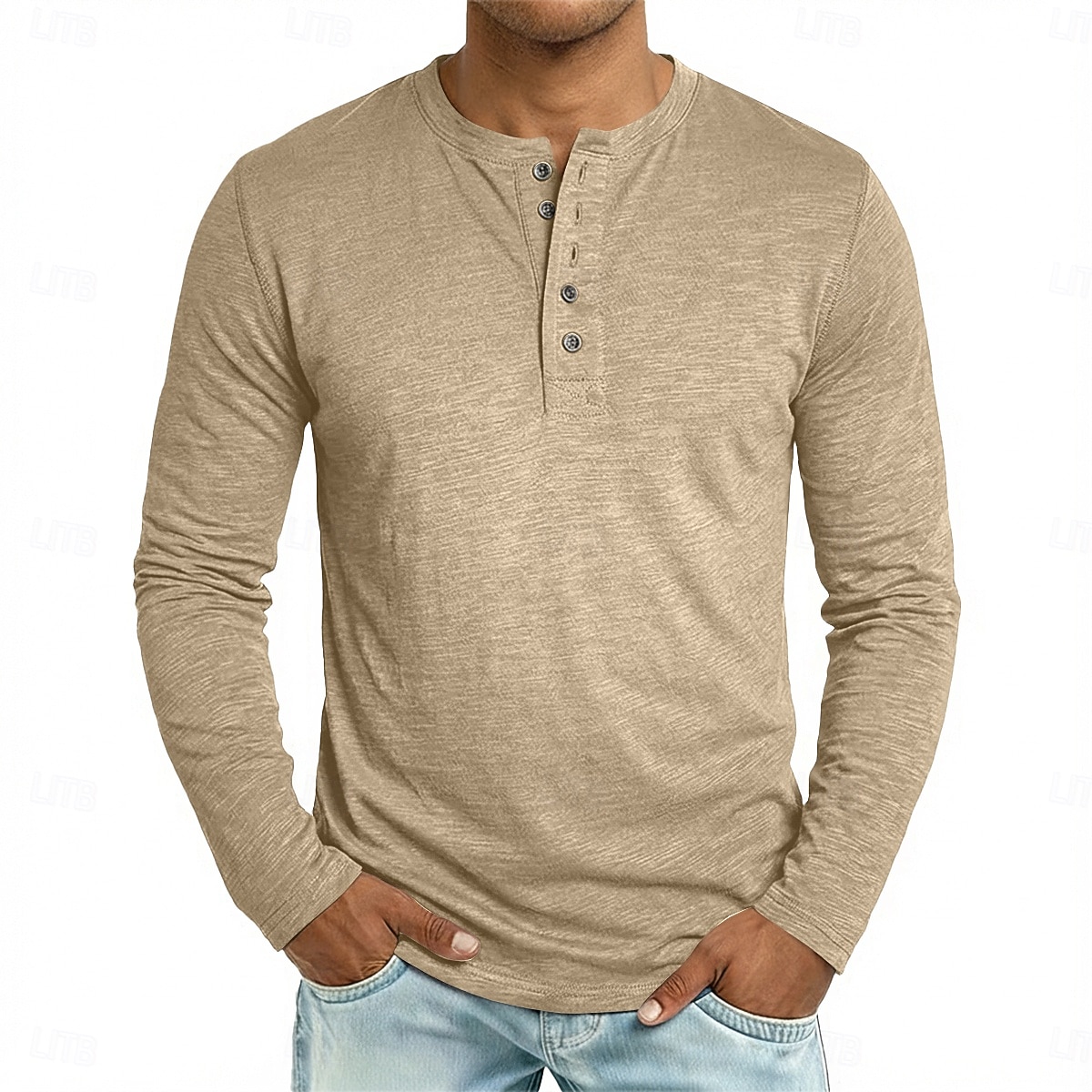 Hombre Henley Shirt Tee Camiseta 100% algodón Manga Larga Color sólido Plano Un Color Moda Design Casual Botones Puro Henley Casual Diario Exterior Verano Primavera Otoño Negro Blanco Azul Marino 2026 - $18.49 –P5