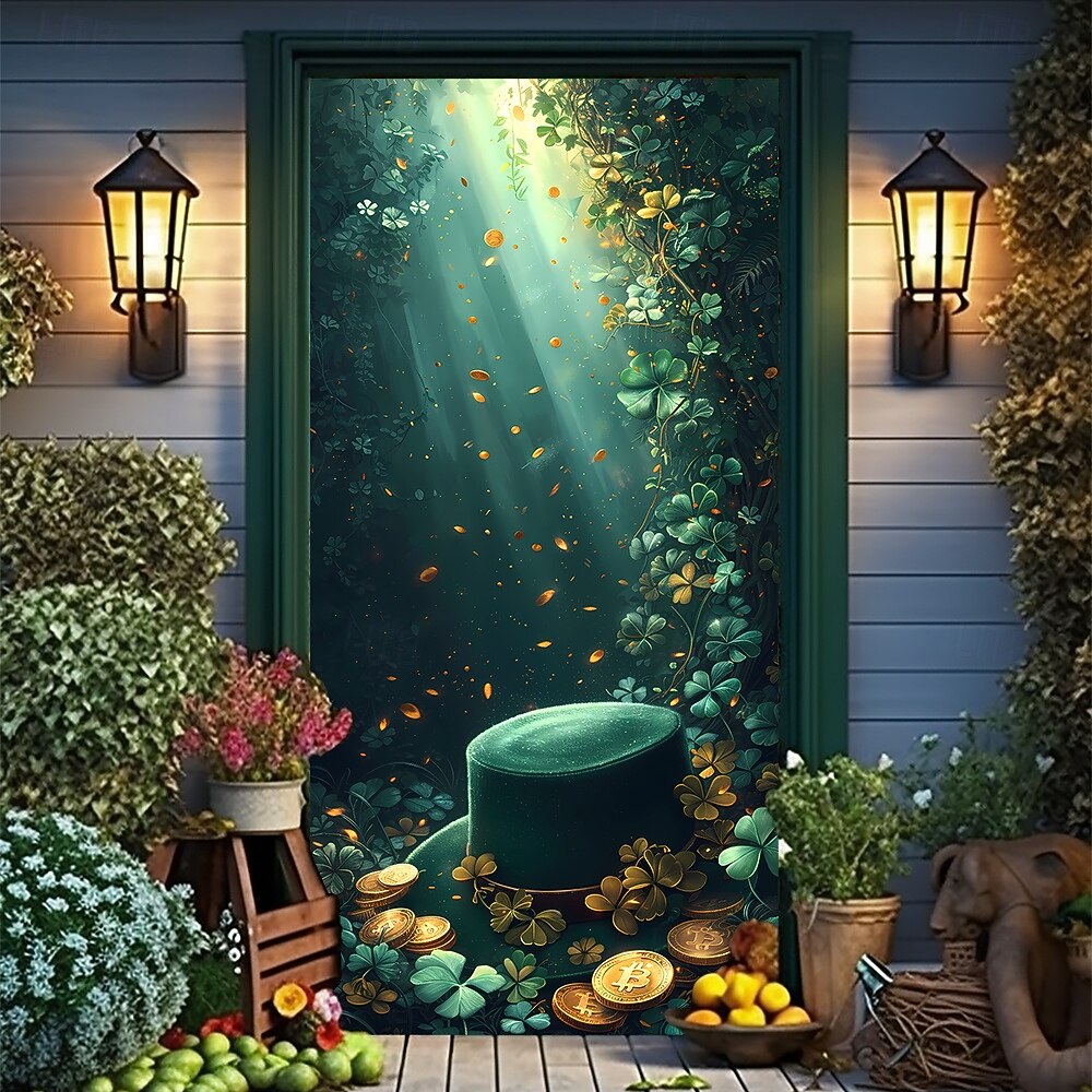 St. Patrick's Day Posters Door Cover Outdoor Banners Green Hat Cute 3D Fantasy Party Dorm Teens Room College Dorm Guys Man Cave Frat Bedroom Shooting Backgrounds Home Decor 2026 - $17.99 –P8