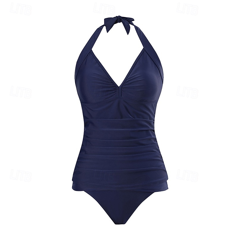 نسائي الجزء العلوي من بيكيني هالتر ثوب السباحة لباس السباحة ورد لون سادة حماية UV مطاط بدون كم ملابس السباحة تزلج على الماء غوص سباحة الصيف 2026 - $28.99 –P6