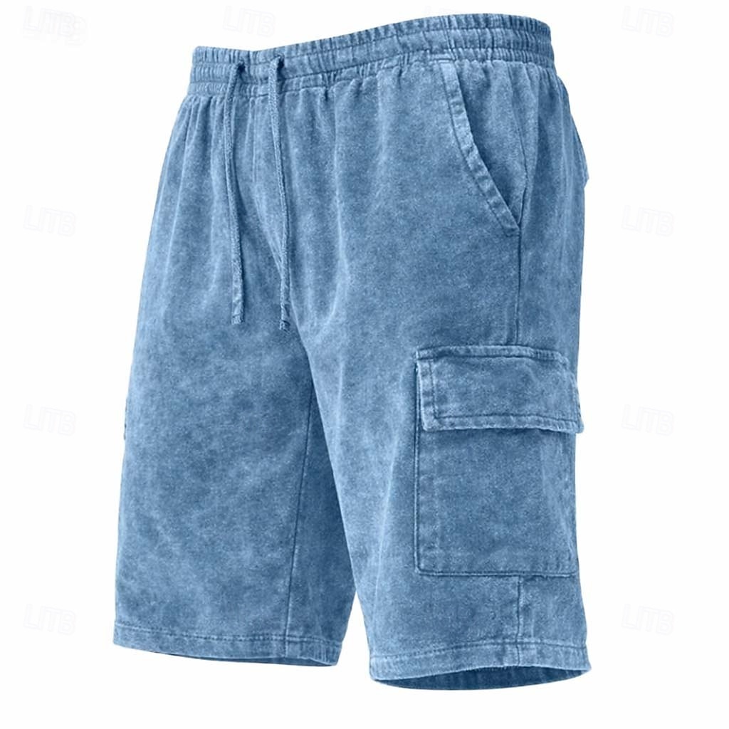 Herren Shorts Freizeitshorts Acid Wash Shorts Kordelzug Elastischer Bund Mehrere Taschen Einheitliche Farbe Komfort Atmungsaktiv Knielang Täglich Streetwear Urlaub Mode Vintage-Retro Blau Schwarz 2026 - $15.99 –P1
