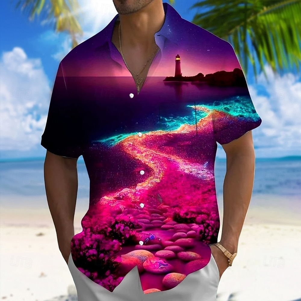 Voor heren Kokosnootboom Natuur & Landschappen Tropische planten Hawaiiaans overhemd Overhemd met knopen Aloha-shirt Korte mouw Hawaii Casual Vakantie Zomer Lente Strijkijzer 3D-afdrukken shirts met 2026 - $25.99 –P1
