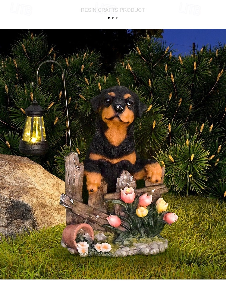 1 pezzo di luce solare impermeabile per esterni a forma di cane, decorazione per giardino, prato, vialetto, luce solare da giardino in resina a forma di cucciolo, illuminazione d'accento per del 2026 a $30.99 –P9
