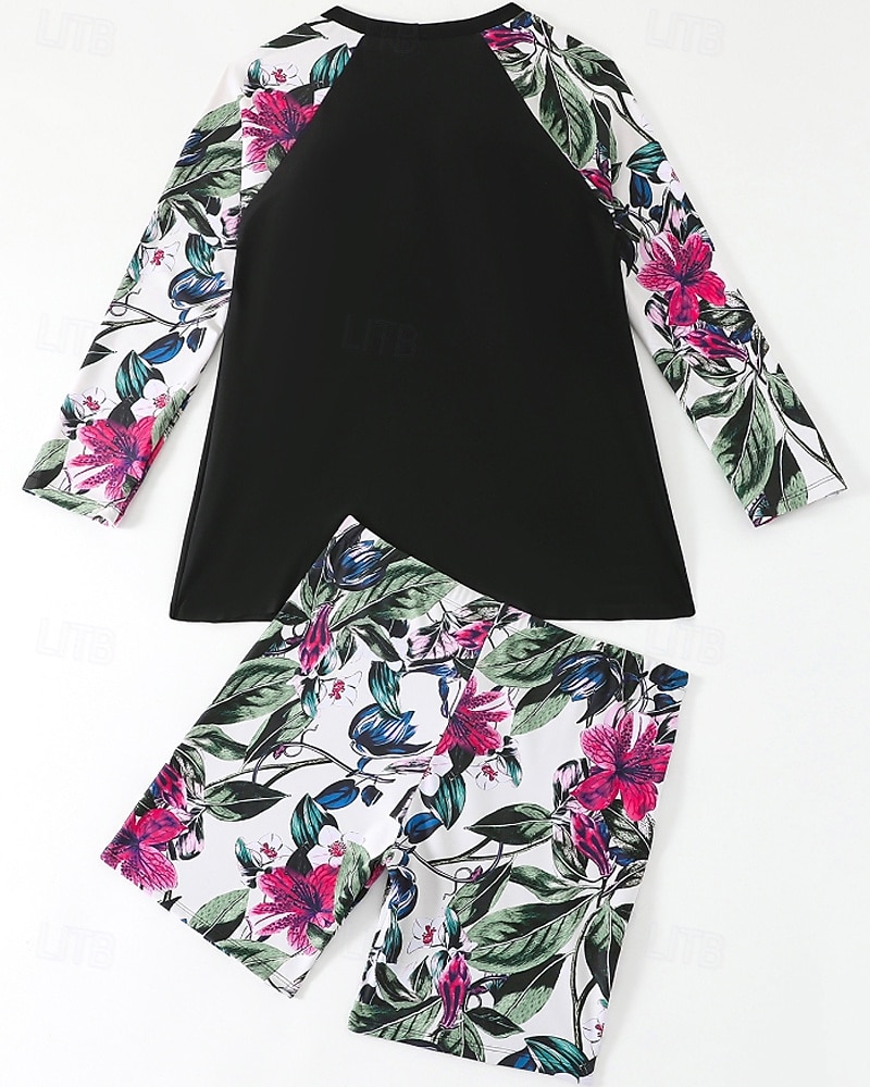 Γυναικεία Πρότυπο Προστατευτικά Σουίτες μπάνιου για μεγάλα μεγέθη Τανκίνι και μπικίνι για σέρφινγκ Τροπικό Προστασία UV Ελαστικό Μακρυμάνικο Μαγιό Μπολύζες Σέρφινγκ Καταδύσεις Κολύμβηση Καλοκαίρι 2026 - $30.99 –P17