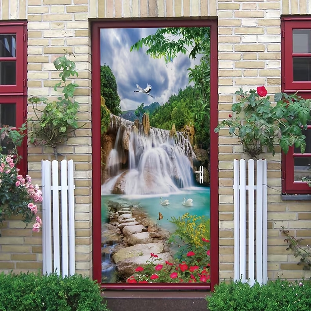 Bannière 3D représentant une vieille ruelle, des escaliers en pierre, une vue de rue méditerranéenne, un rideau de porte réaliste et pittoresque, idéal pour la décoration de votre porte d'entrée. de 2026 ? $17.99 –P10