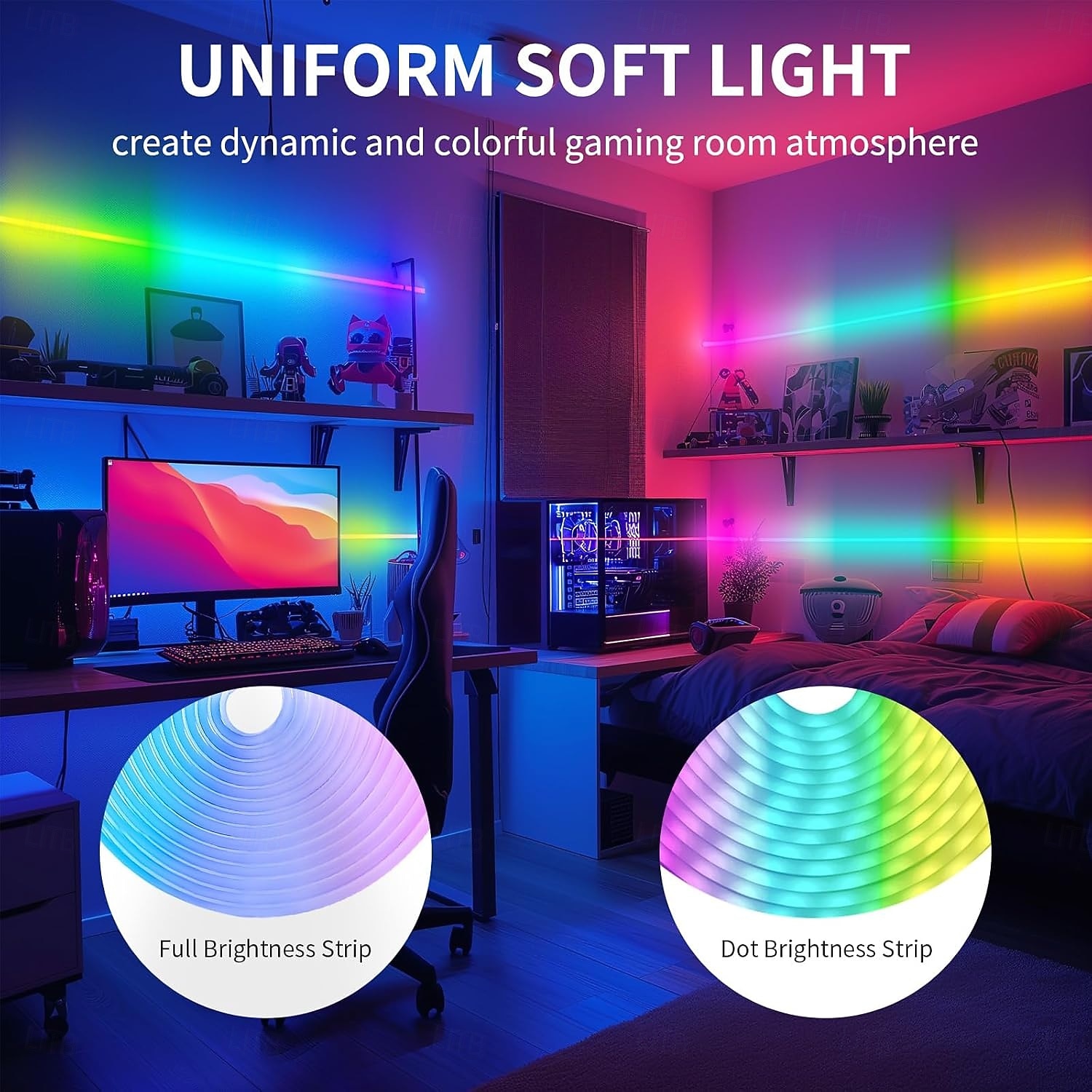 Lumières néon LED RGB+IC, lumières LED avec télécommande &Contrôle via application, étanche IP65, compatible avec une utilisation extérieure, synchronisation musicale, design personnalisable, ruban de 2026 ? $64.99 –P4