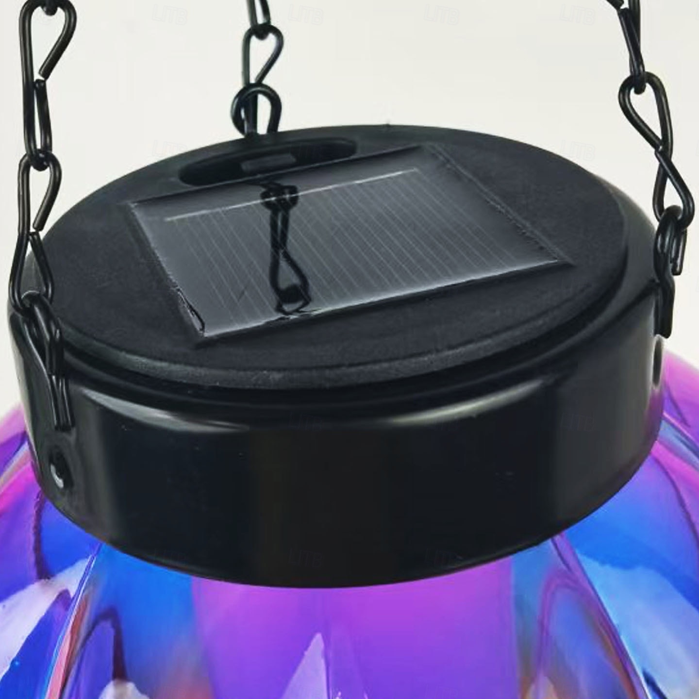 1 linterna de globo aerostático de metal de vidrio colorido impermeable y solar para exteriores, luz de llama simulada LED, decoración de árboles de granja y jardín, iluminación de paisaje, luz 2026 - $30.99 –P6