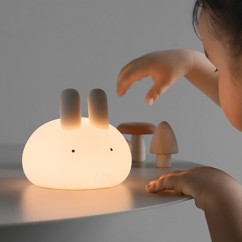 Cute Dumpling Bunny Silicone Tap Night Light, Soft LED Sleep Lamp with Timer, 2 Brightness Levels, Type-C Rechargeable, Long Battery Life, Bedroom Ambient Light, Easter Gift for Kids 2026 - $28.99 –P4