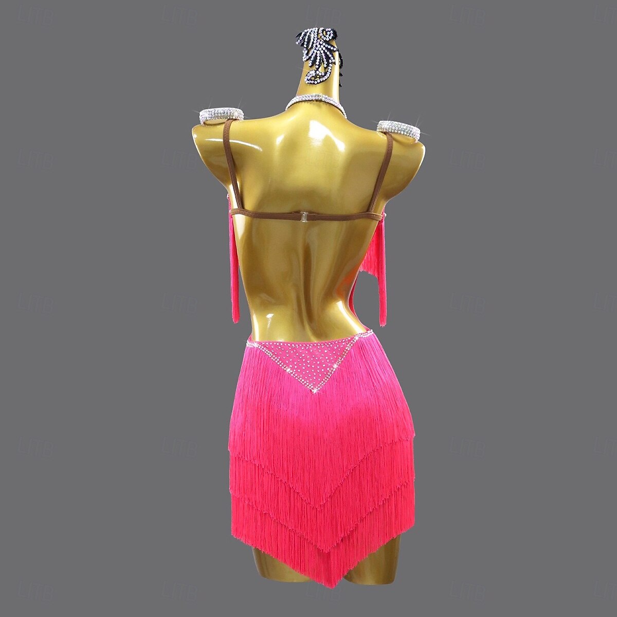 שמלת ריקוד לטיני עם ריינסטון ציצית לנשים ללא שרוולים בגדי ריקוד רומבה סלסה 2026 - $175.99 –P6