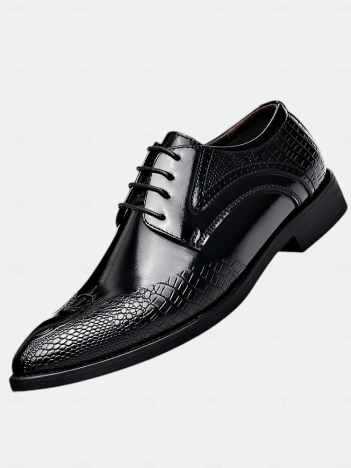 Zapatos de vestir oxford negros y marrones para hombre con textura de cocodrilo: zapatos formales de piel sintética para negocios, bodas y fiestas 2026 - $42.99 –P1