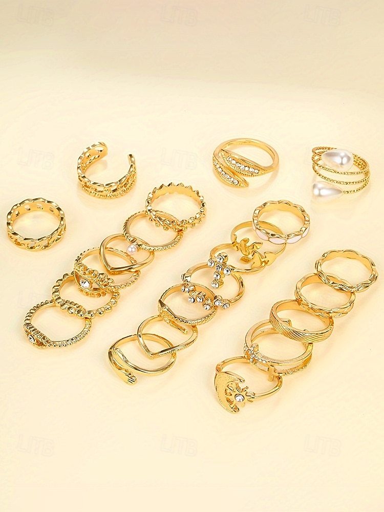 Sada dámských prstenů v bohémském stylu – slitina zlata a stříbra, různé designy, ideální pro běžné nošení i slavnostní příležitosti, moderní a jedinečné doplňky 2026 - $11.99 –P4