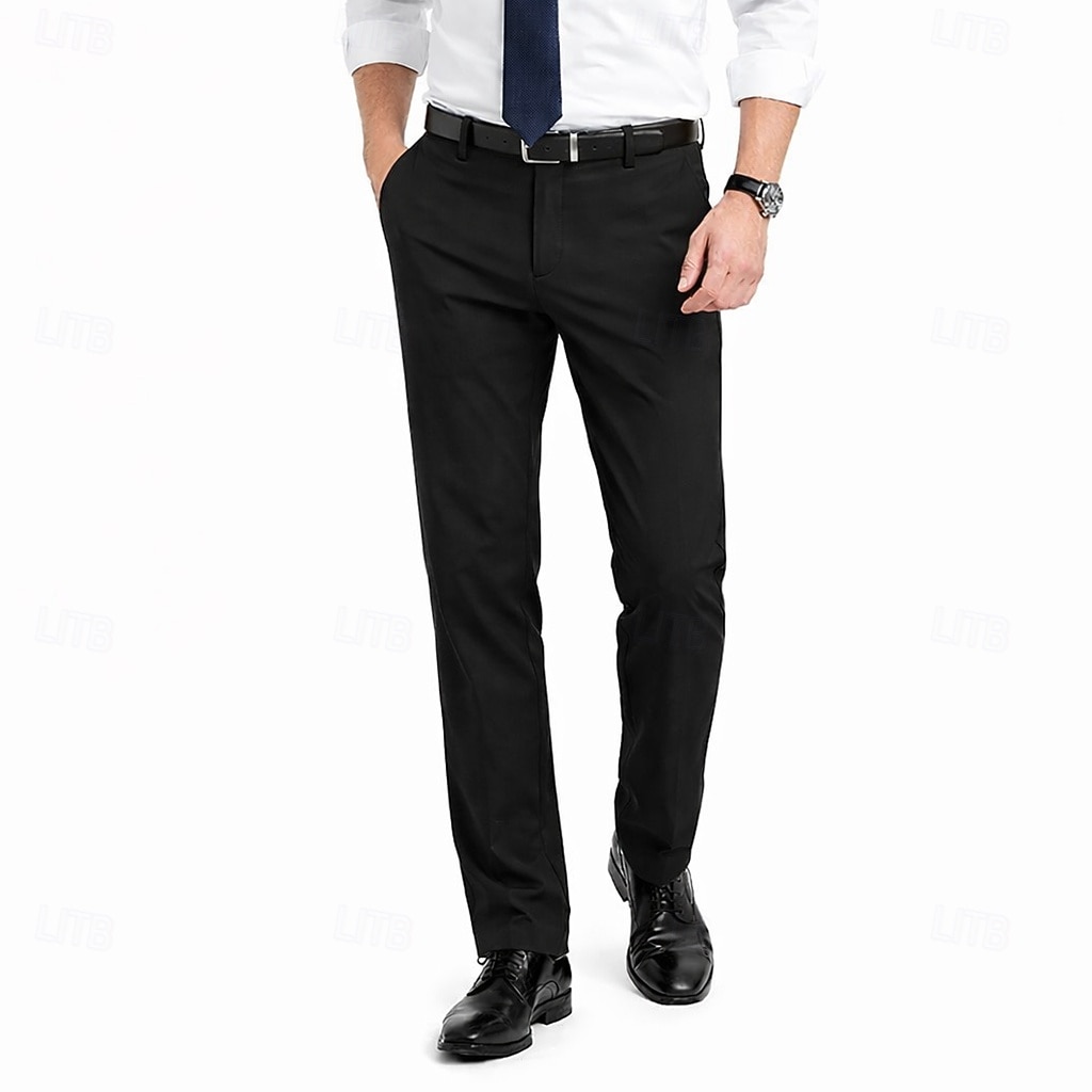 Voor heren Broek Pakken Zomerbroek Vrijetijdsbroek Zak Effen Lichtgewicht Ademend Volledige lengte Dagelijks Buiten liiketoiminta Modieus Streetwear blauw Zwart Rekbaar 2026 - $21.99 –P4