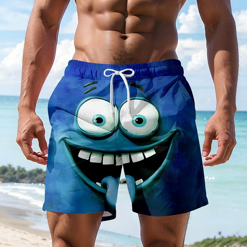 Herren Optische Täuschung 3D Zeichentrick Lächelndes Gesicht Badehosen Badeshorts Boardshorts Mittlere Taille Hawaiianisch Lustig Strandurlaub Seitentaschen Netzfutter Elastischer Kordelzug in der 2026 - $20.99 –P2