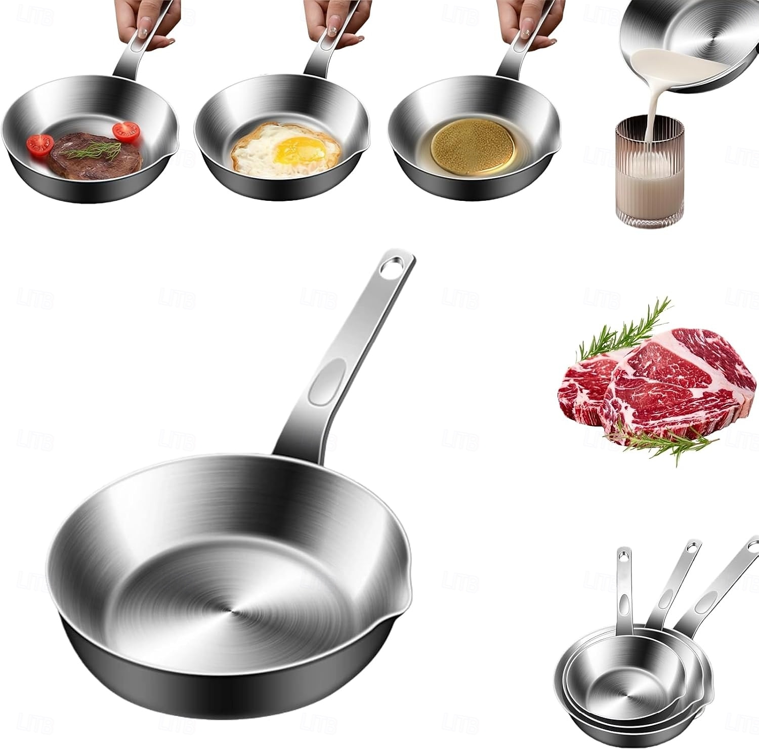 316 Stainless Steel Mini Egg Pan with Pour Spout, Small Omelet Skillet for Butter and Sauces, Compatible with Gas and Induction Stoves, Hand Wash Only 2026 - $27.99 –P2
