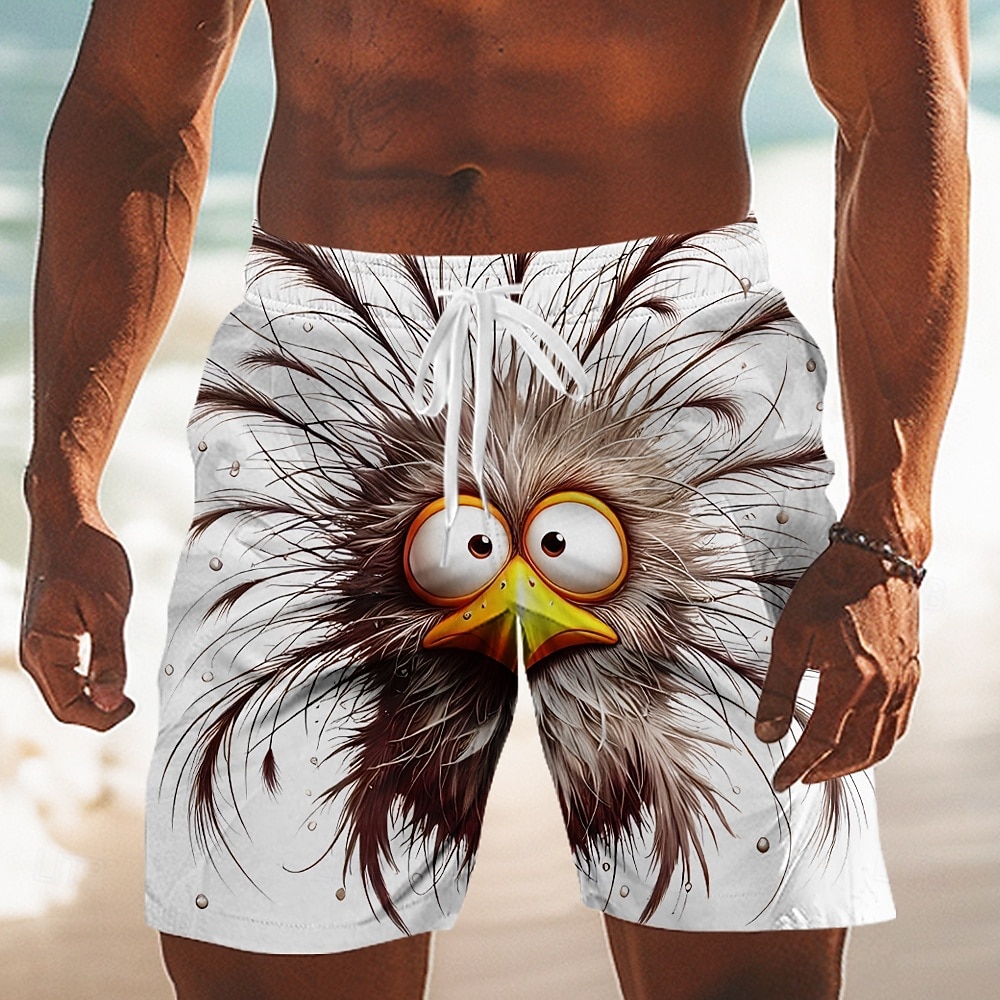 Herren Cartoon Küken Frizzle Chickens Badehosen Badeshorts Boardshorts Mittlere Taille Hawaiianisch Lustig Strandurlaub Seitentaschen Netzfutter Elastischer Kordelzug in der Taille Designer Bekleidung 2026 - $20.99 –P6