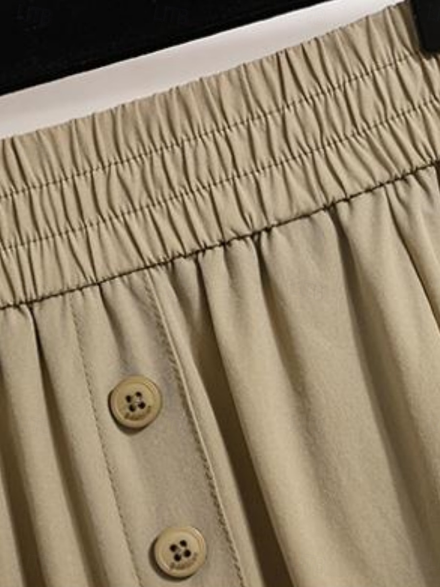 Női Divat Alkalmi Midi Magas derék Szoknyák Sima Zseb Nyúlós Napi Utca Fekete Khakizöld Tavasz Poliészter 2026 - $39.99 –P6